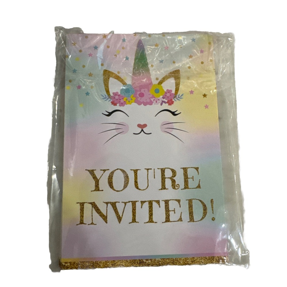 Cat Unicorn meowgical Birthday‎ invitations